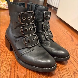 Jeffrey Campbell Black Triple Buckle Combat Boots
